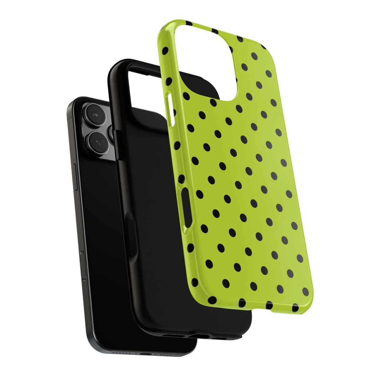 Trendy Neon Lime Green & Black Dot Pattern Phone Case - Green Phone Case