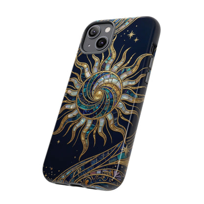 Elegant Navy & Gold Solar Spiral Phone Case