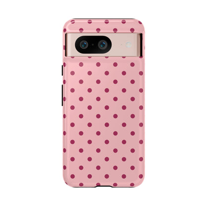 Google Pixel 8 / Glossy Phone Case - ’Pink with Red Dot Pattern’ Phone Case