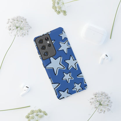 Cobalt Blue Doodle Star Phone Case