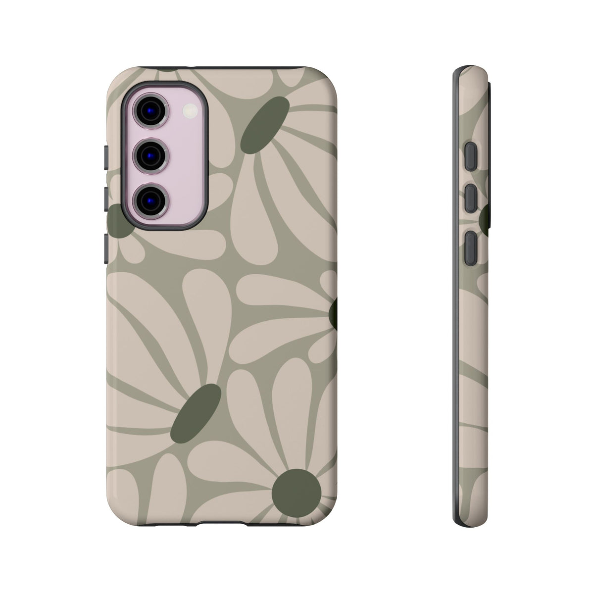 Retro Cream & Green Daisy Pattern Phone Case - White Phone Case - Samsung Galaxy S23 Plus / Glossy