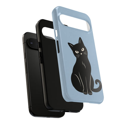 Minimalist Powder Blue & Black Cat Phone Case