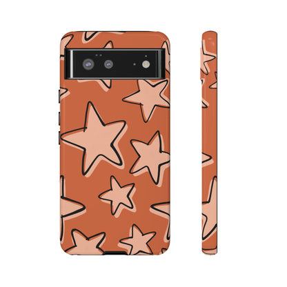 Burnt Orange Doodle Star Phone Case