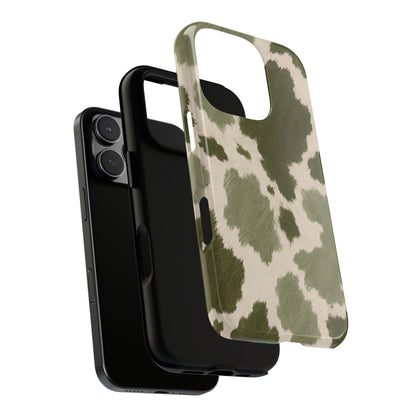 Stylish Olive Green Cow Print Phone Case