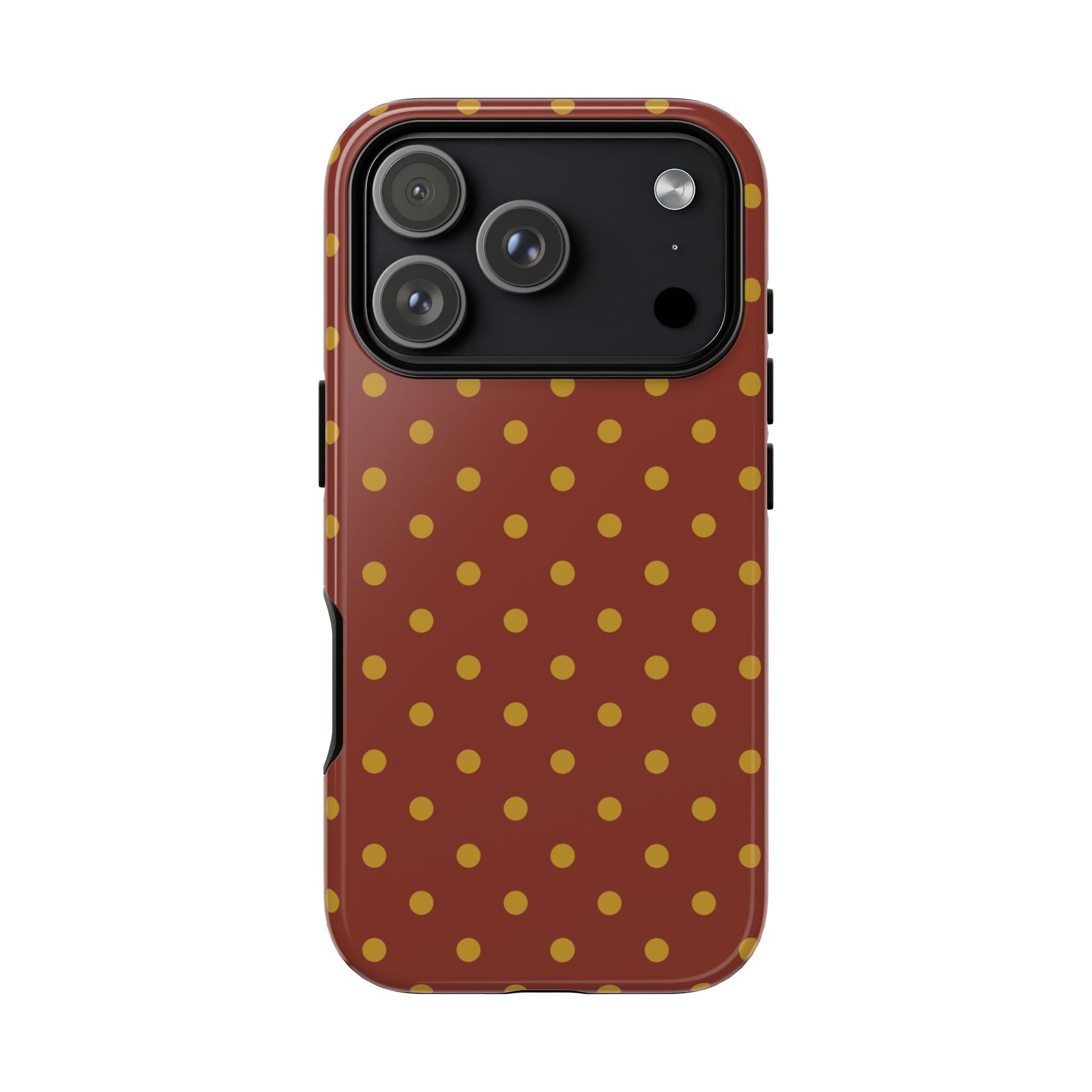 Phone Case - Trendy Brown & Mustard Dot Pattern Phone Case