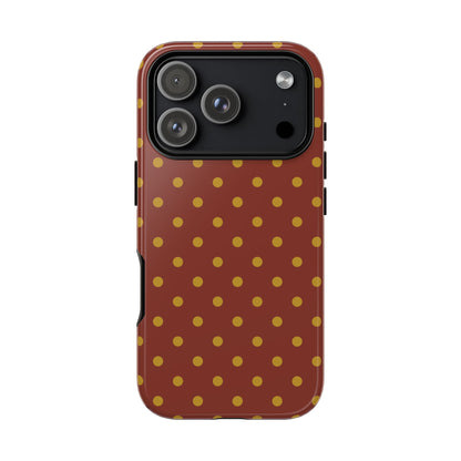 Phone Case - Trendy Brown & Mustard Dot Pattern Phone Case