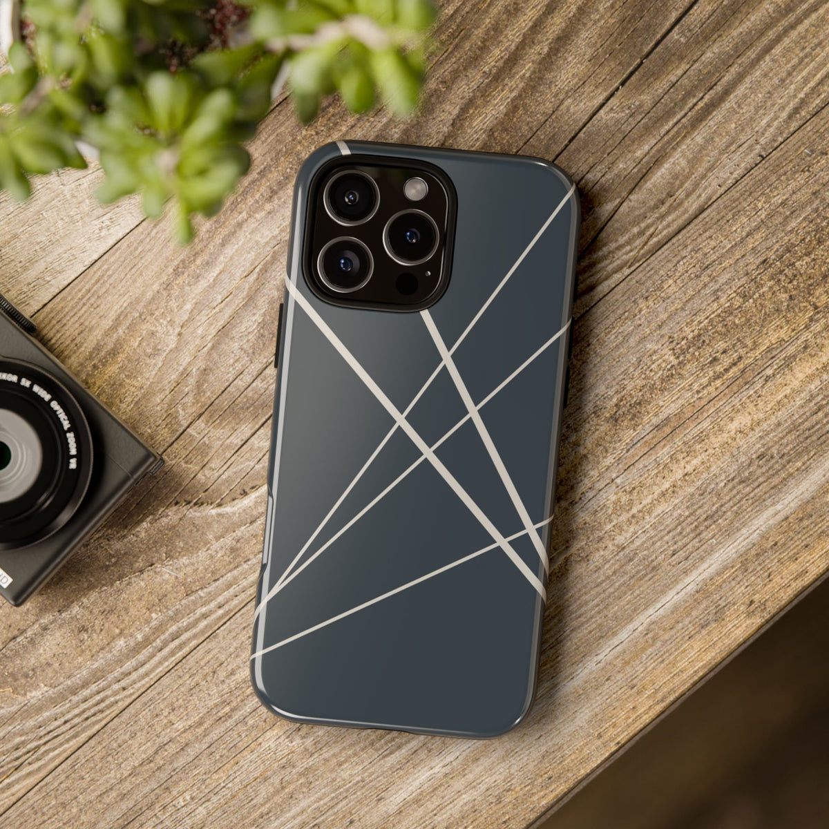 Abstract Blue with Beige Lines Phone Case - Blue Phone Case