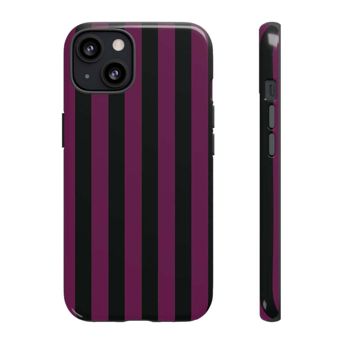 Trendy Plum & Black Stripe Pattern Phone Case - Purple Phone Case - iPhone 13 / Glossy