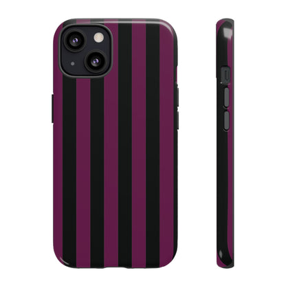 Trendy Plum & Black Stripe Pattern Phone Case - Purple Phone Case - iPhone 13 / Glossy