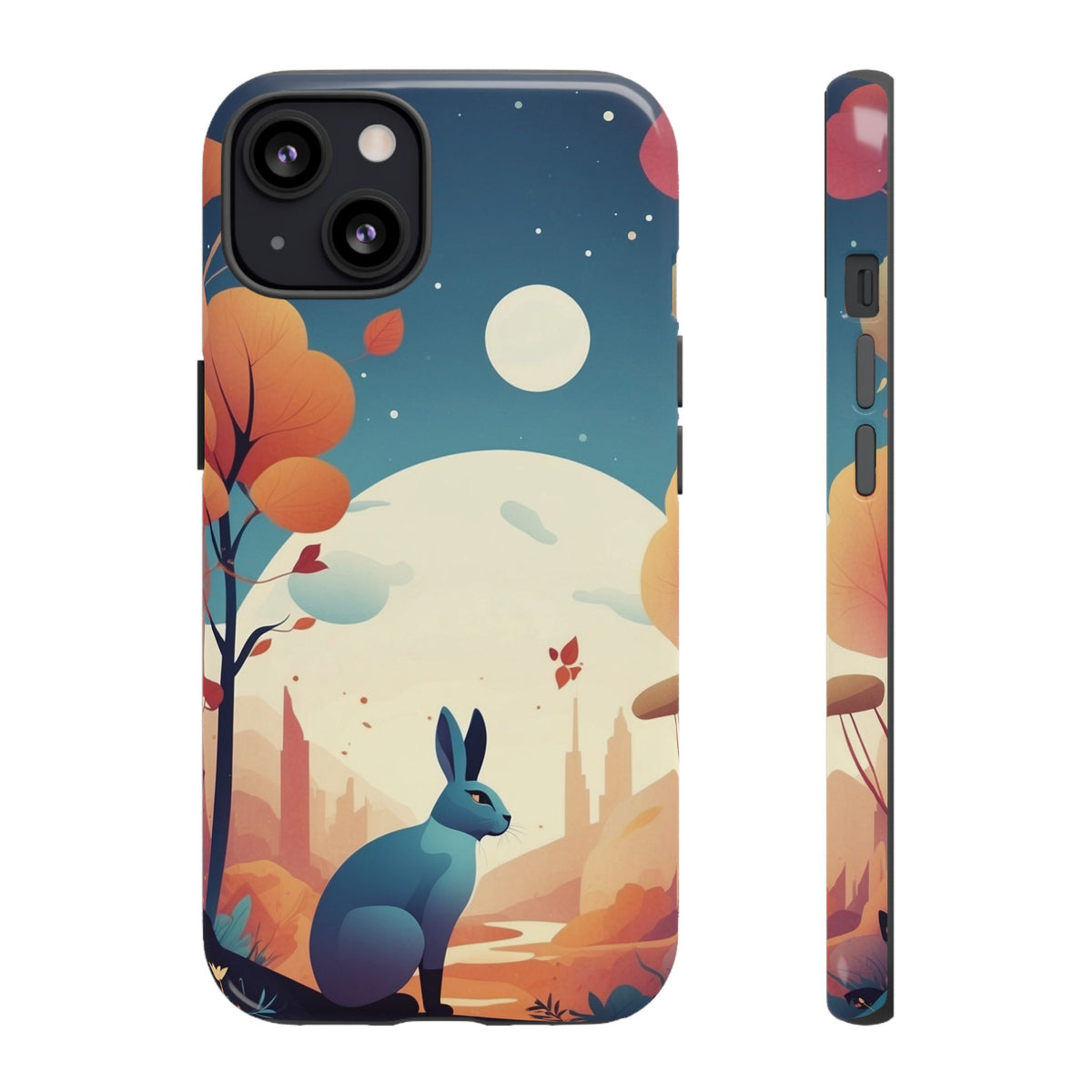Stylised Blue Hare Design Phone Case - Multicolor Phone Case - iPhone 13 / Glossy