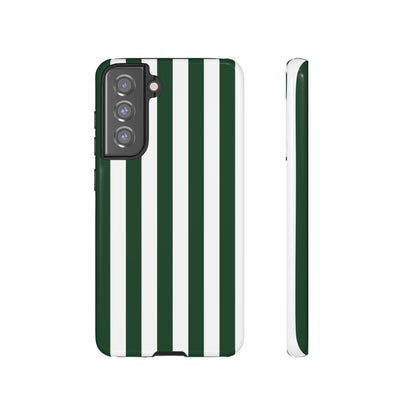 Simple Dark Green & White Stripe Pattern Phone Case - Green Phone Case - Samsung Galaxy S21 FE / Glossy