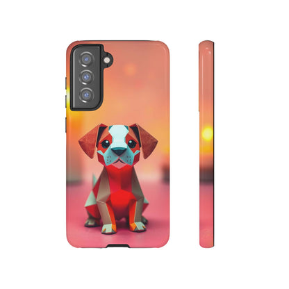 Samsung Galaxy S21 FE / Glossy Phone Case - Origami Dog Design Phone Case