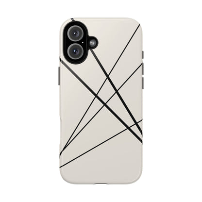 iPhone 16 Plus / Glossy Phone Case - Abstract White with Black Lines Phone Case