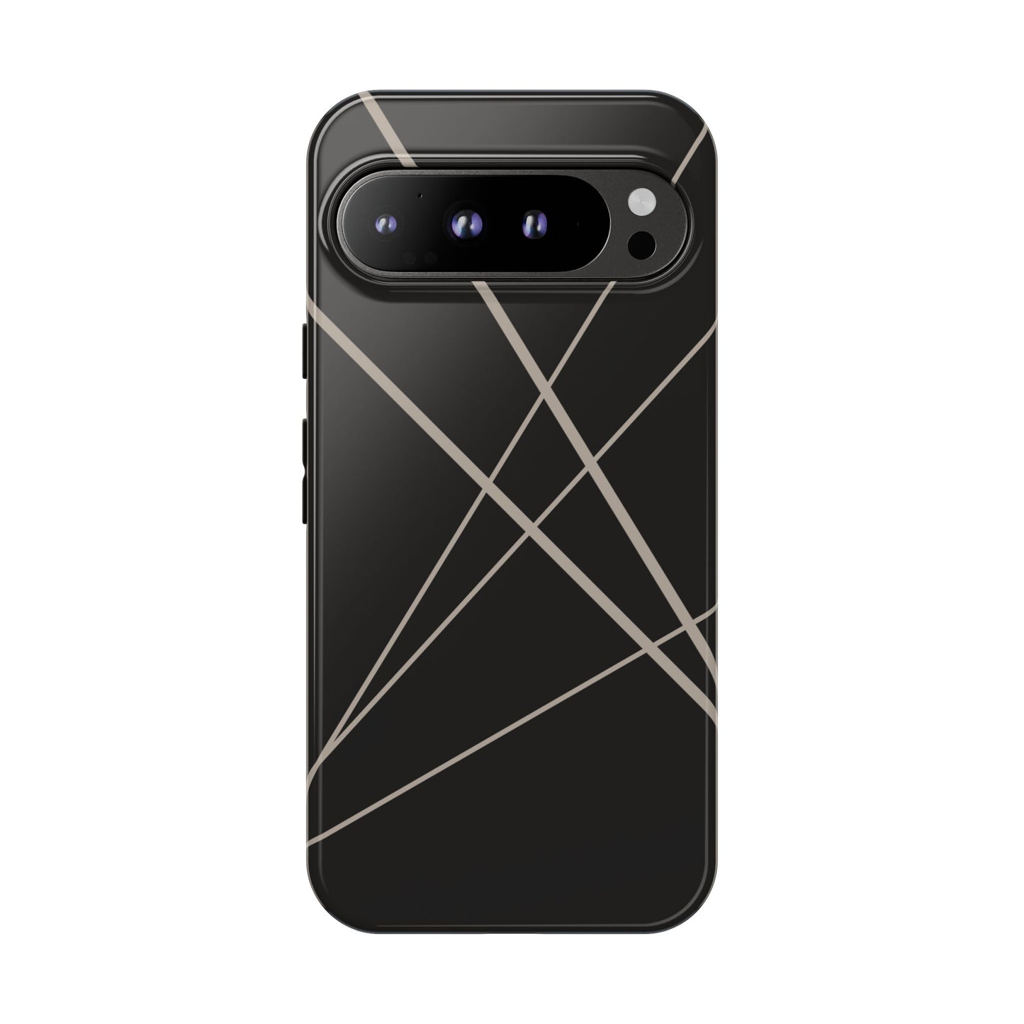 Google Pixel 9 Pro XL / Glossy Phone Case - Abstract Black with Grey Lines Phone Case