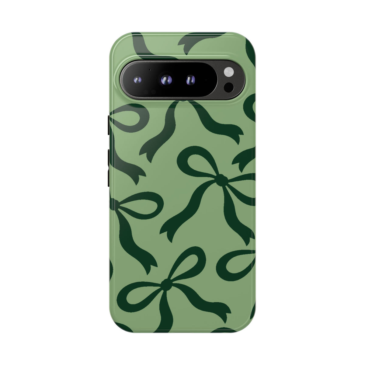 Bold Sage Green and Forest Green Bow Pattern Phone Case - Green Phone Case - Google Pixel 9 Pro XL / Glossy