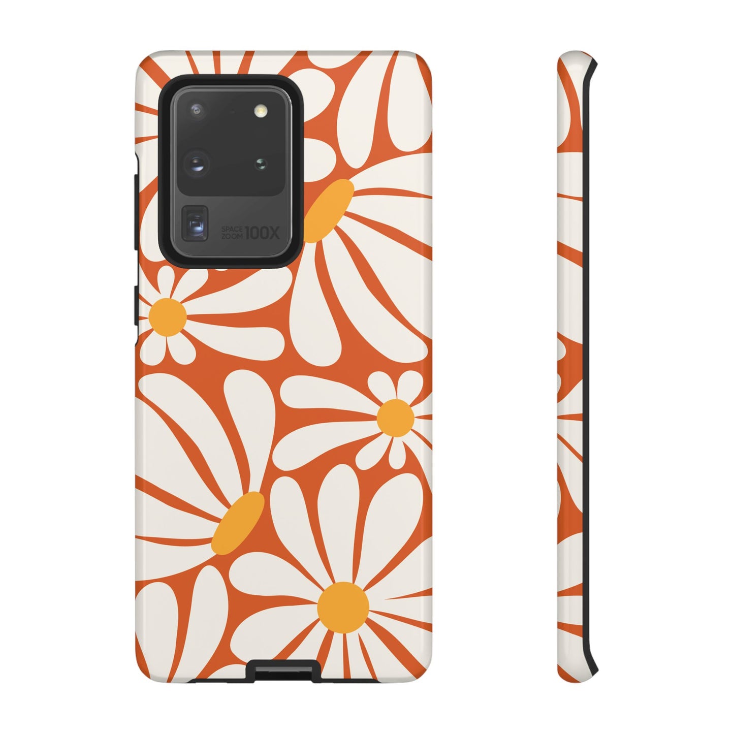 Retro Orange Daisy Pattern Phone Case - Orange Phone Case - Samsung Galaxy S20 Ultra / Glossy