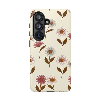 Pretty Cream & Rose Daisy Pattern Phone Case