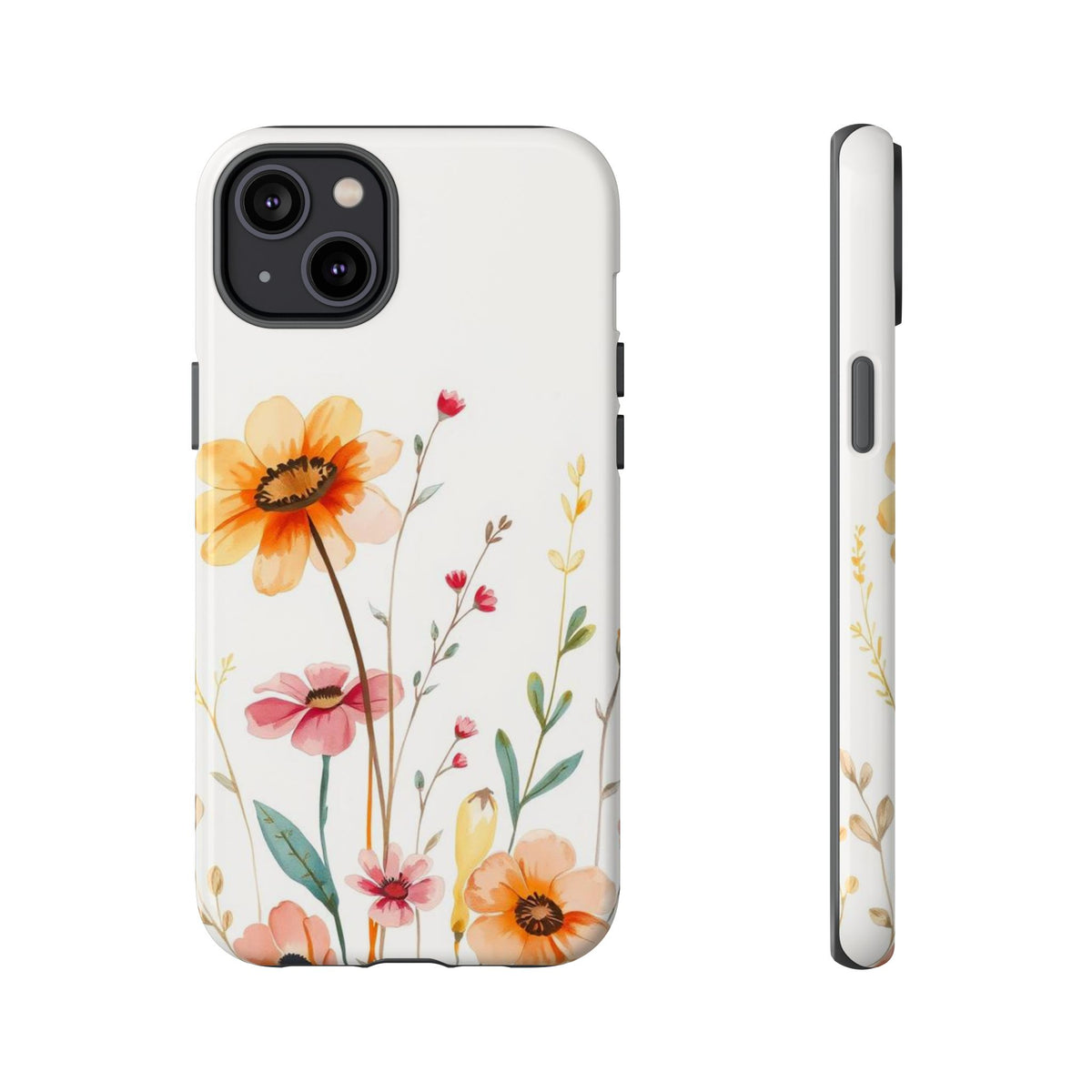 Boho Chic Watercolour Wild Blooms Pattern Phone Case - Multicolor Phone Case - iPhone 14 Plus / Glossy