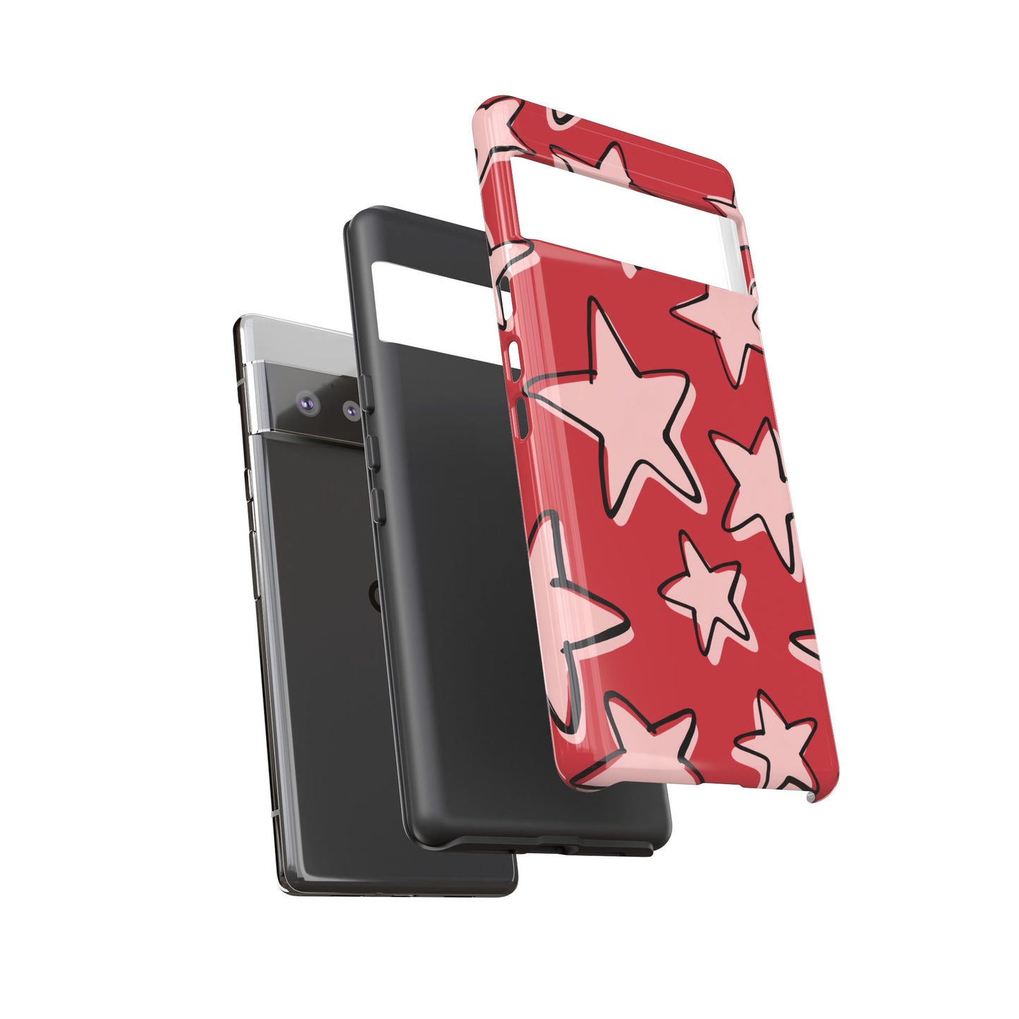 Cherry Red Doodle Star Phone Case