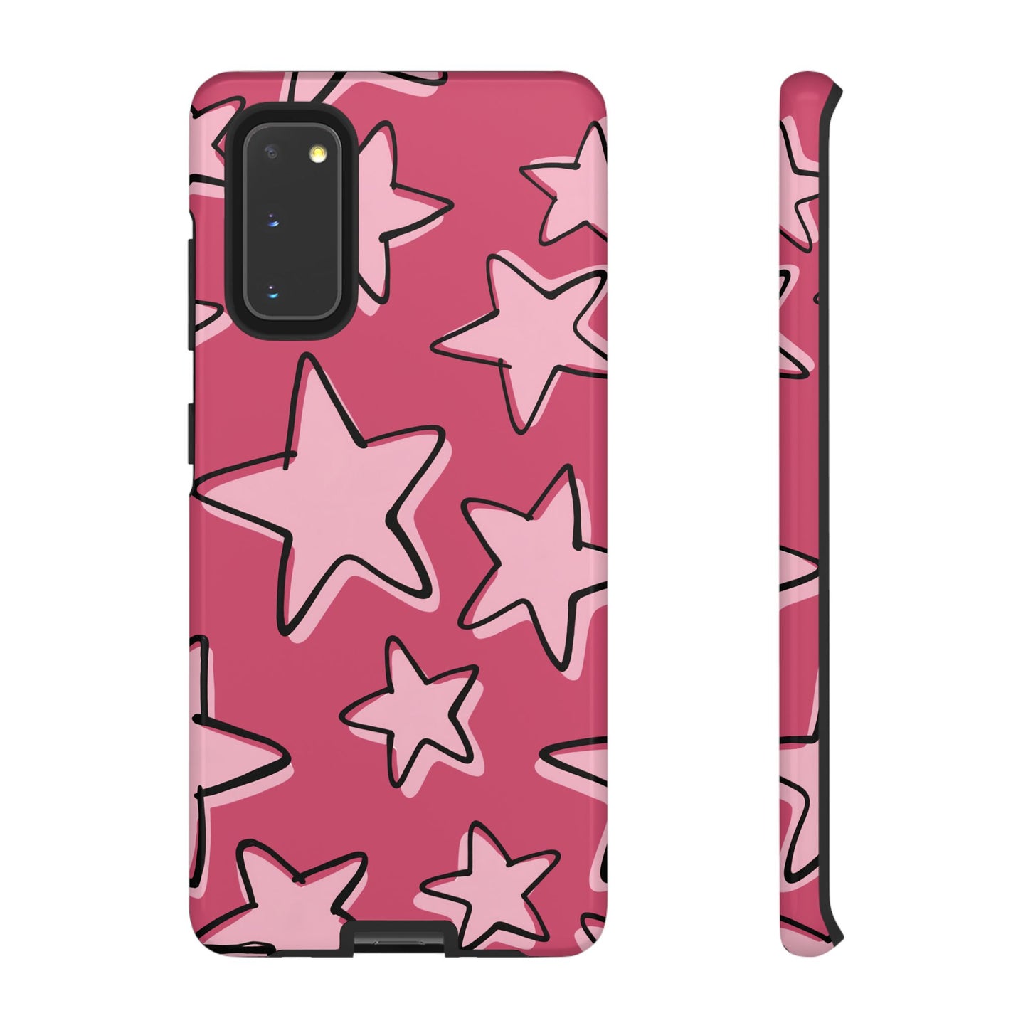 Raspberry Pink Doodle Star Phone Case