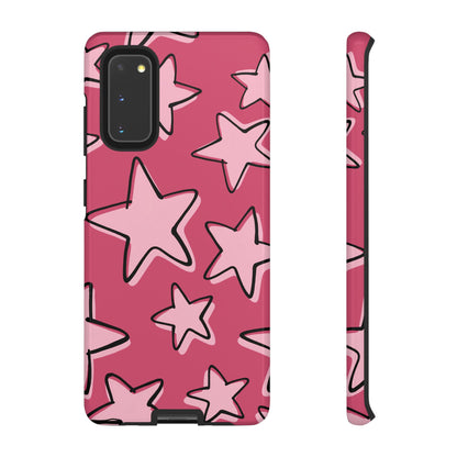 Raspberry Pink Doodle Star Phone Case