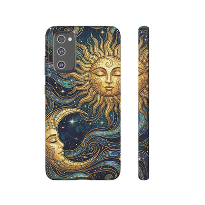 Elegant Teal & Gold Sun and Moon Phone Case