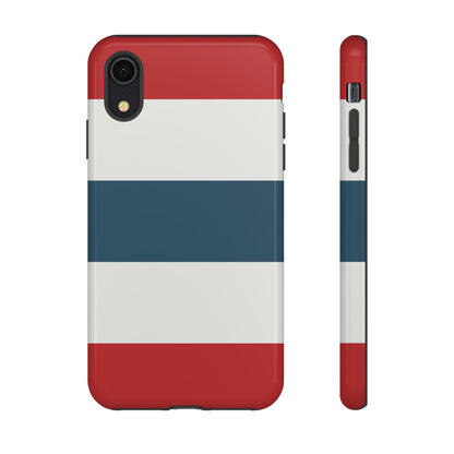 iPhone XR / Glossy Phone Case - Red White & Blue Horizontal Stripe Pattern Phone Case