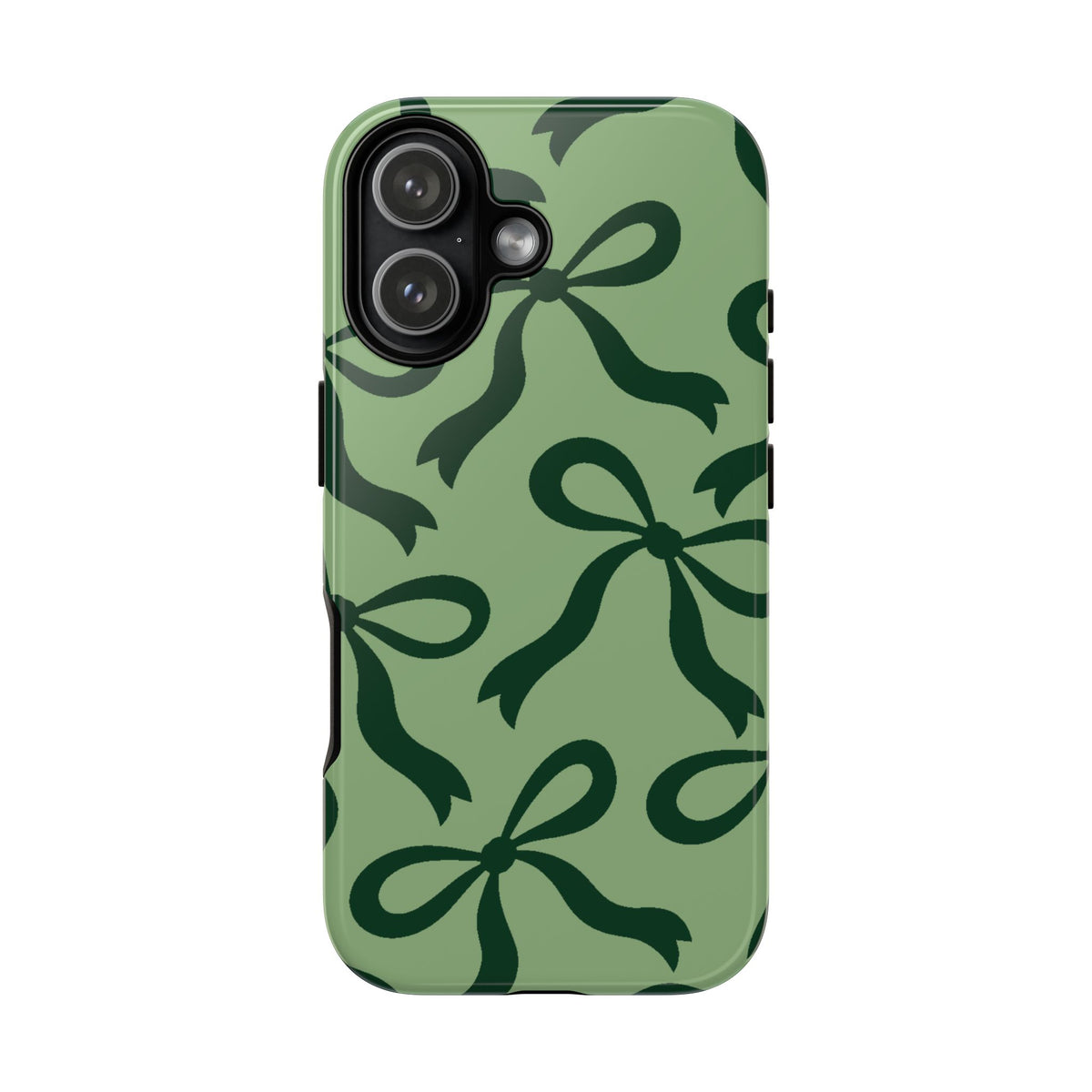 Bold Sage Green and Forest Green Bow Pattern Phone Case - Green Phone Case - iPhone 17 / Glossy