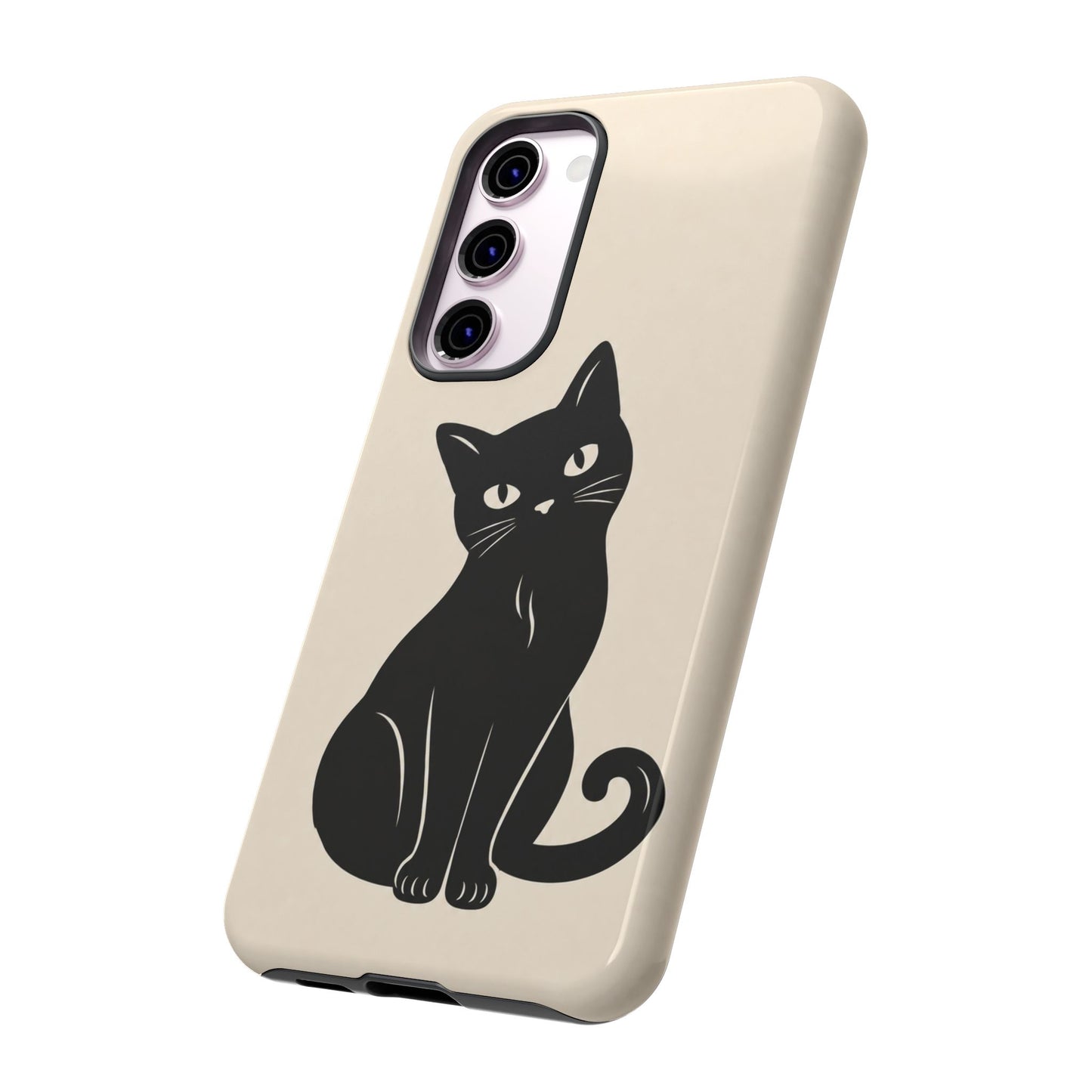 Minimalist Cream & Black Cat Phone Case