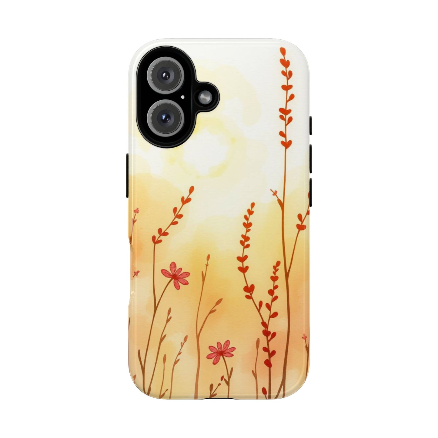 iPhone 16 / Glossy Phone Case - Boho Chic Watercolour Wildflower Dusk Pattern Phone Case