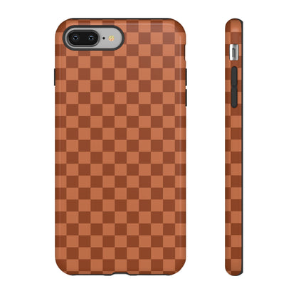 iPhone 8 Plus / Glossy Phone Case - ’Bold Brown Checkered Pattern’ Phone Case