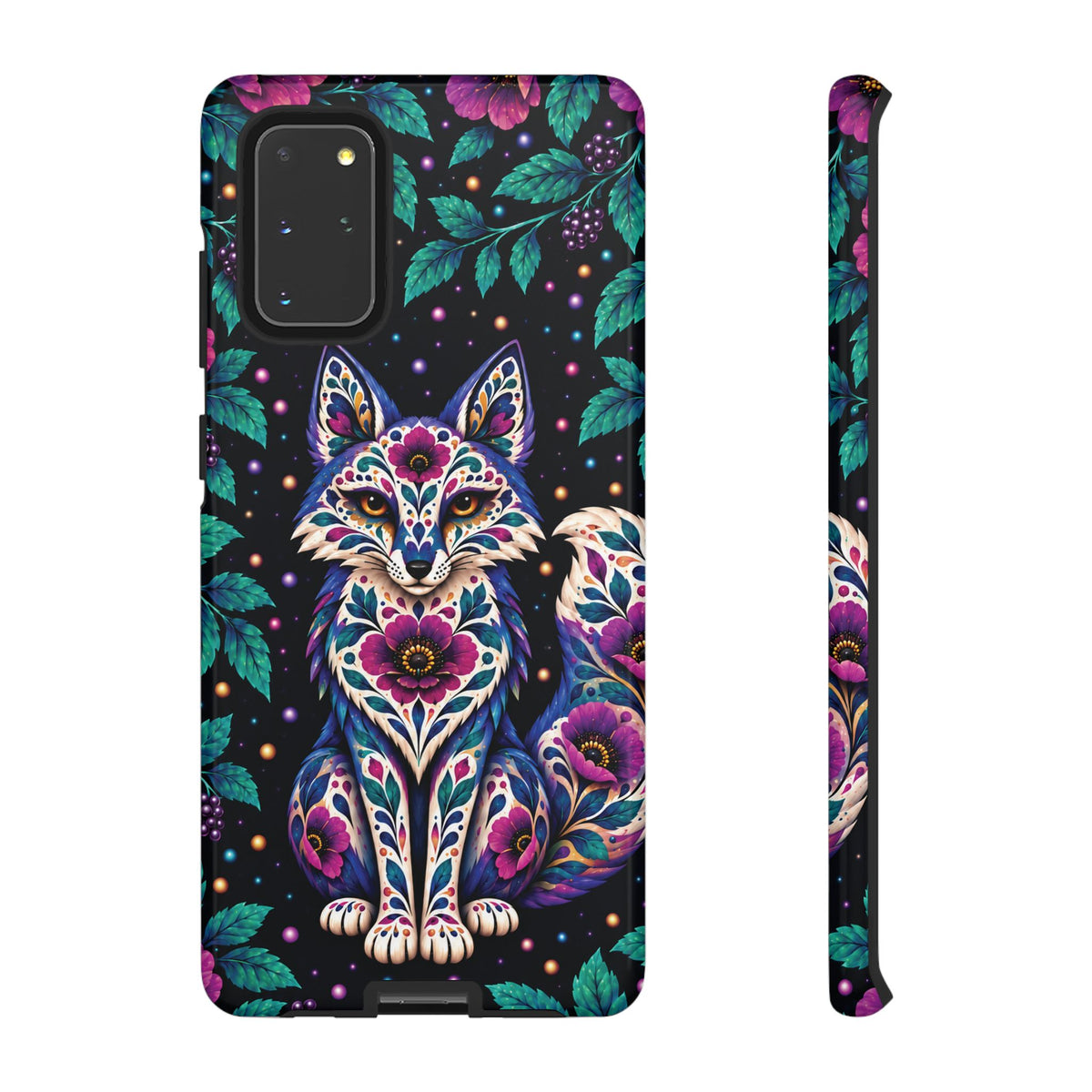 Vibrant Purple and Teal Calavera Fox Phone Case - Multicolor Phone Case - Samsung Galaxy S20+ / Glossy