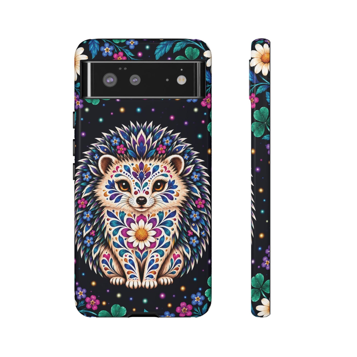 Vibrant Purple and Teal Calavera Hedgehog Phone Case - Multicolor Phone Case - Google Pixel 6 / Glossy