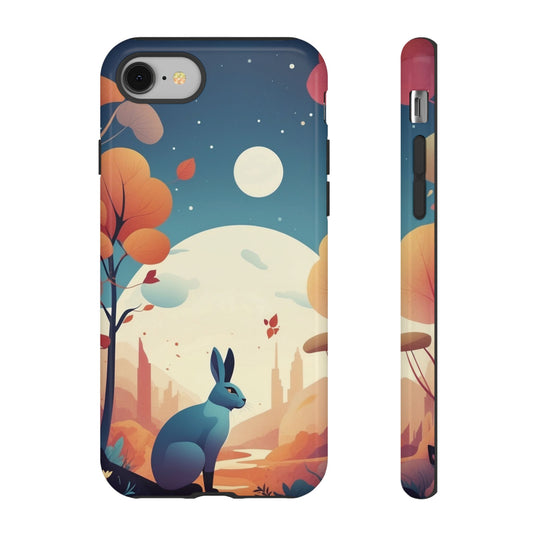 Stylised Blue Hare Design Phone Case - Multicolor Phone Case - iPhone 8 / Glossy