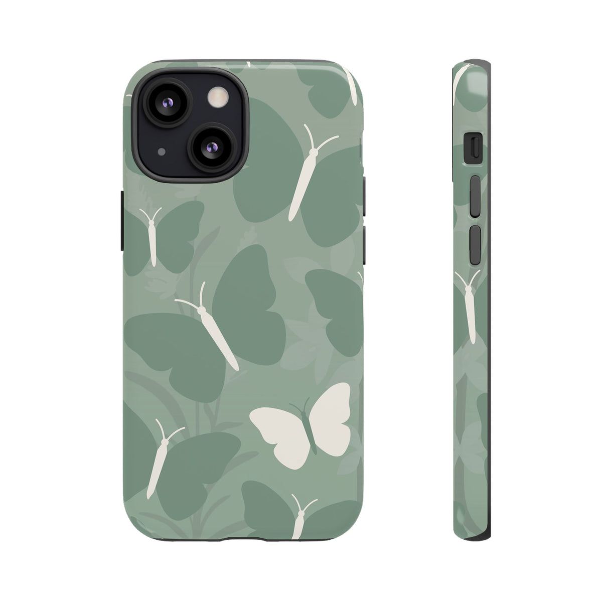 Minimalist Mint Green Butterfly Pattern Phone Case - Green Phone Case - iPhone 13 Mini / Glossy