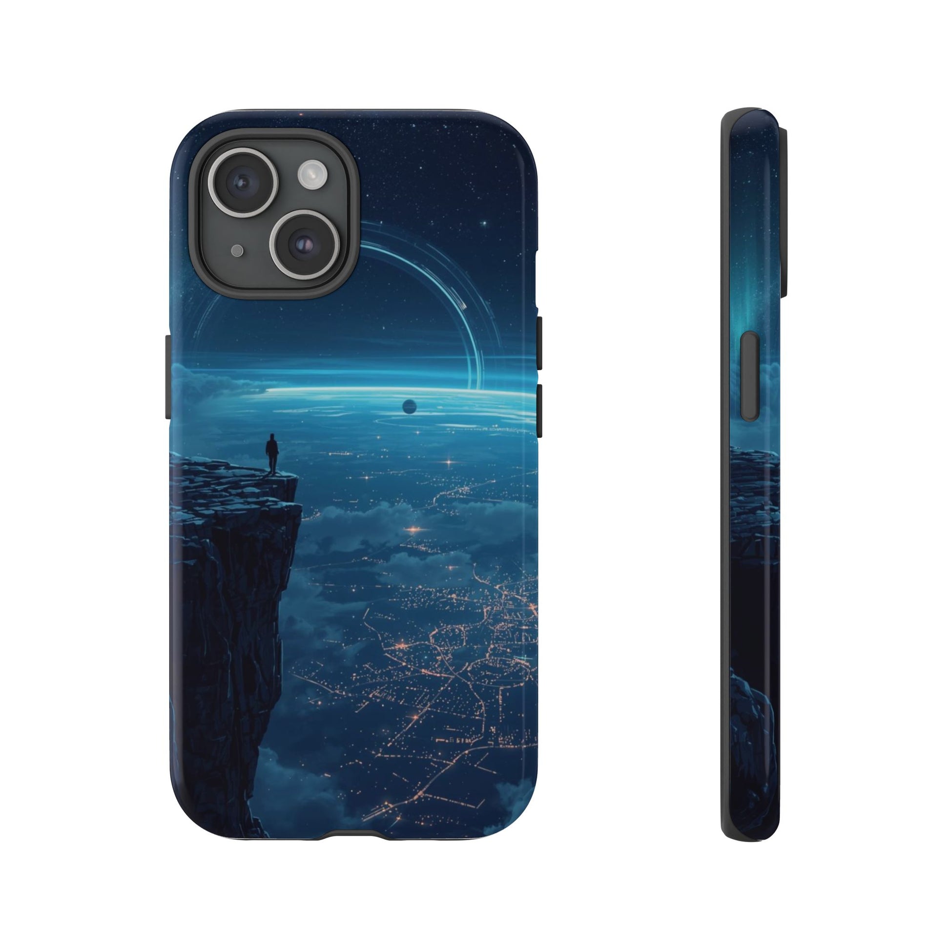 Orbital Ring Horizon Sci-fi Phone Case - Blue Phone Case - iPhone 15 / Glossy