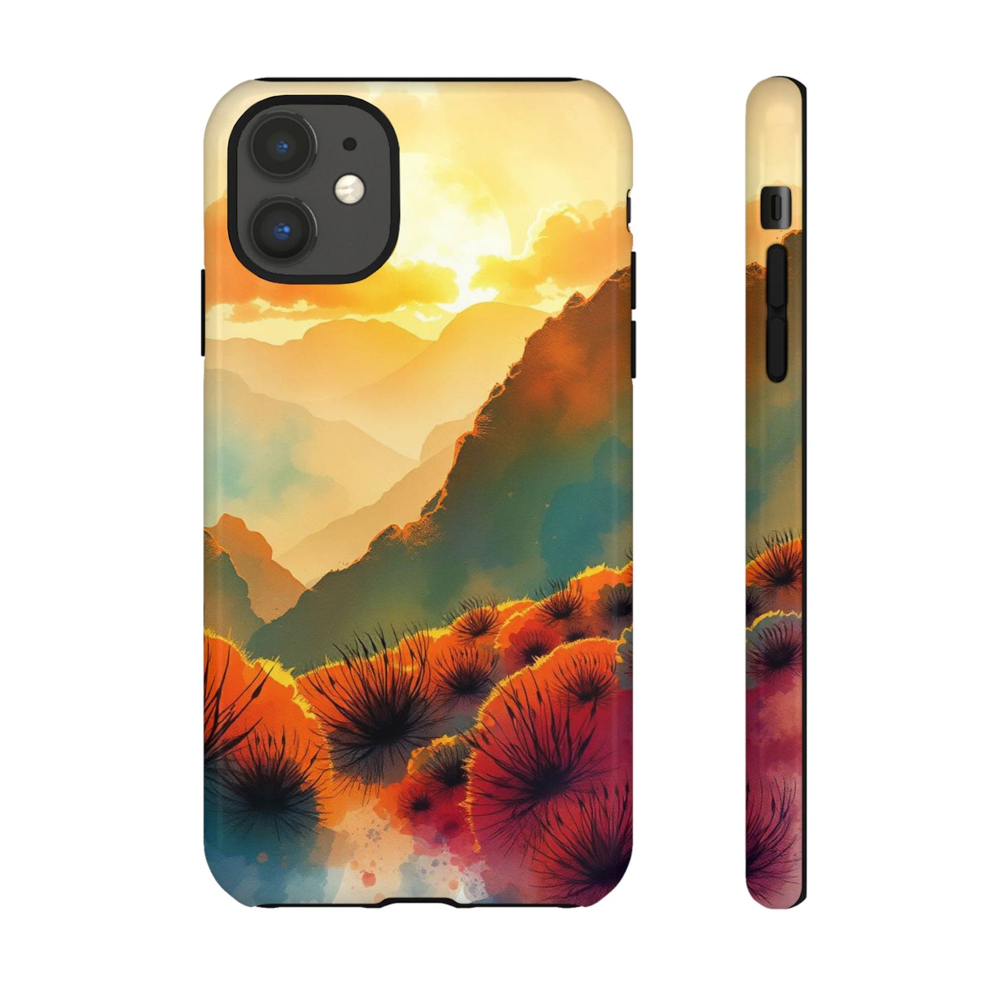 iPhone 11 / Glossy Phone Case - Ideallic Watercolour Sunset Design Phone Case
