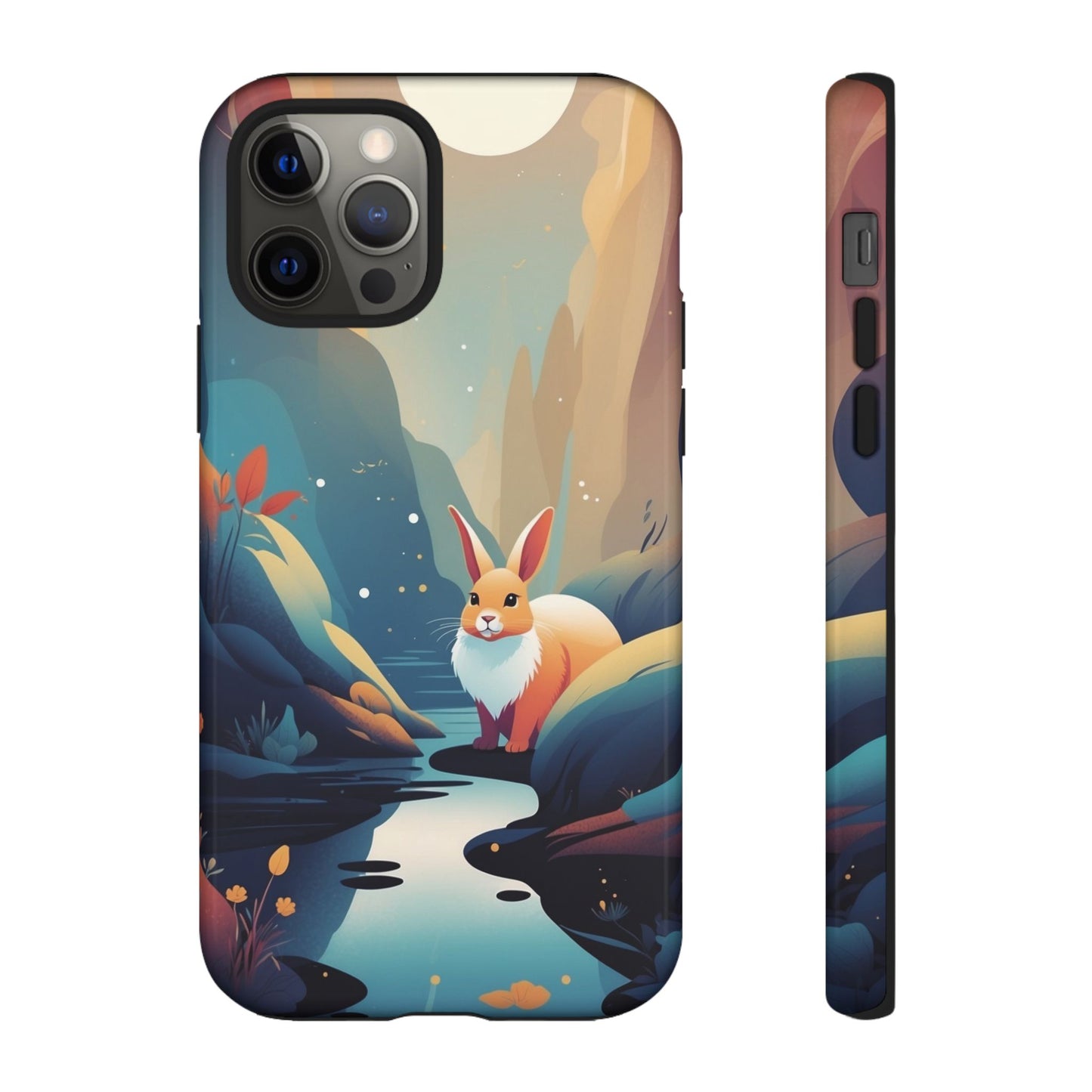 iPhone 12 Pro / Glossy Phone Case - Stylised Rabbit Design Phone Case