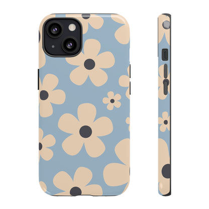 Cute Light Blue & Cream Daisy Pattern Phone Case - Blue Phone Case - iPhone 13 / Glossy