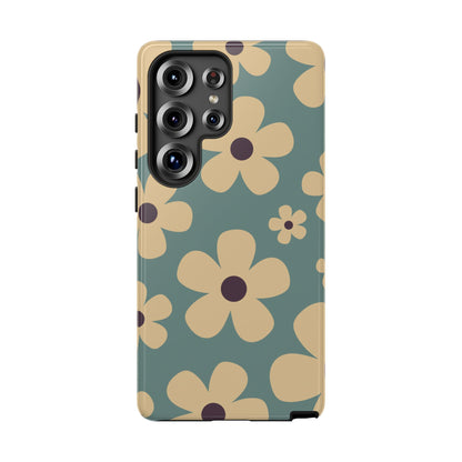 Cute Blue & Cream Daisy Pattern Phone Case - Blue Phone Case - Samsung Galaxy S25 Ultra / Glossy