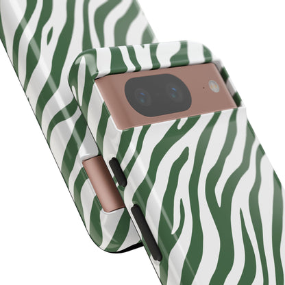 Stylish Sage Zebra Print Phone Case