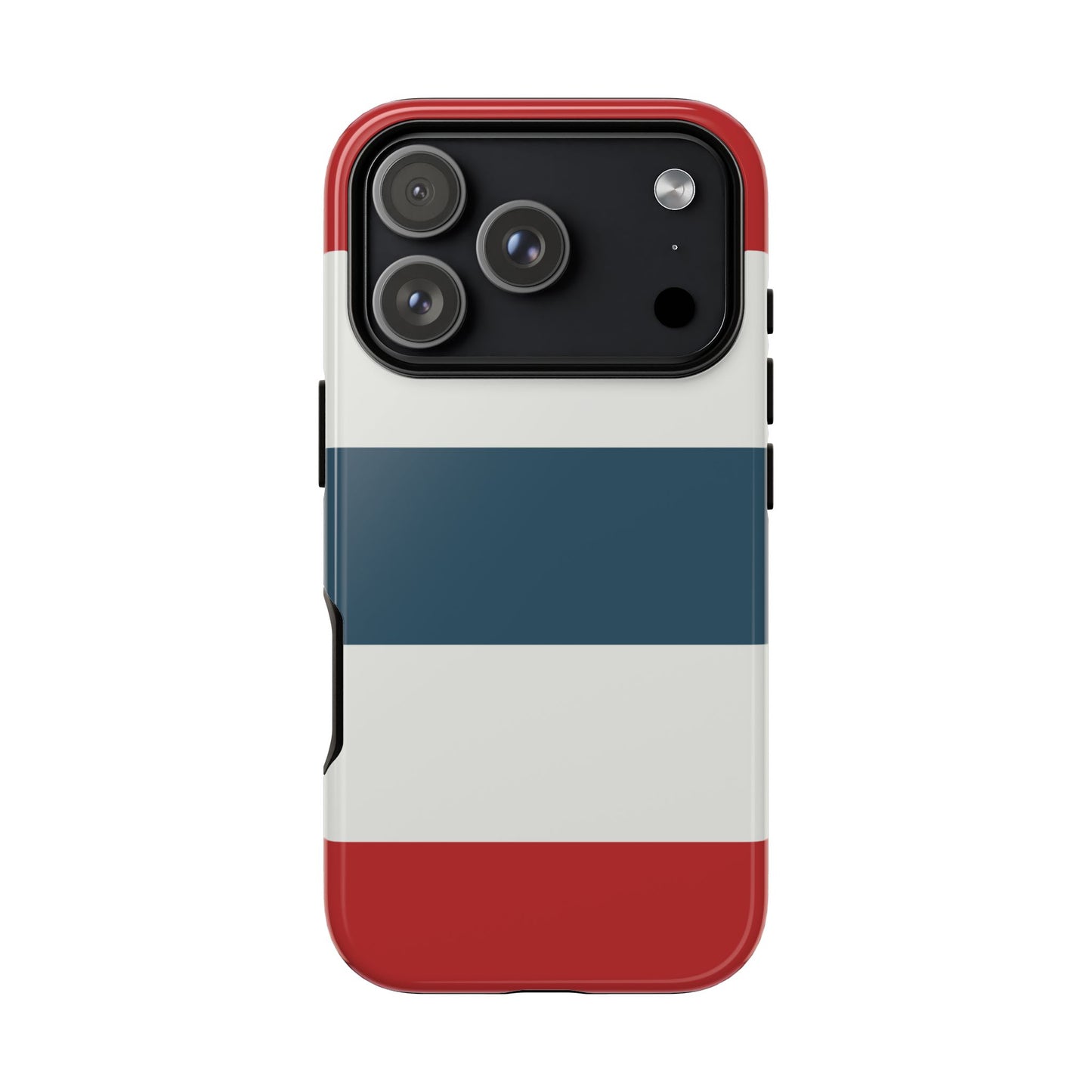 iPhone 17 Pro / Glossy Phone Case - Red White & Blue Horizontal Stripe Pattern Phone Case