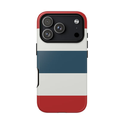 iPhone 17 Pro / Glossy Phone Case - Red White & Blue Horizontal Stripe Pattern Phone Case
