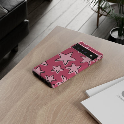 Raspberry Pink Doodle Star Phone Case