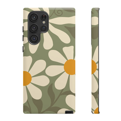 Retro Green Daisy Pattern #2 Phone Case - Green Phone Case - Samsung Galaxy S22 Ultra / Glossy