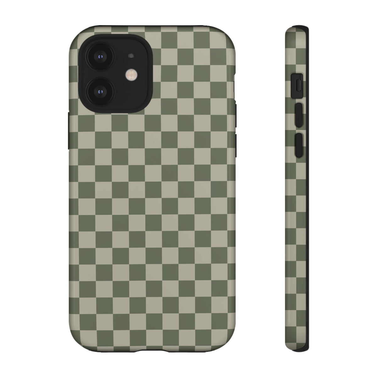 Bold Olive Green Checked Pattern Phone Case - Green Phone Case - iPhone 12 / Glossy