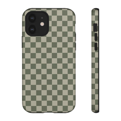 Bold Olive Green Checked Pattern Phone Case - Green Phone Case - iPhone 12 / Glossy
