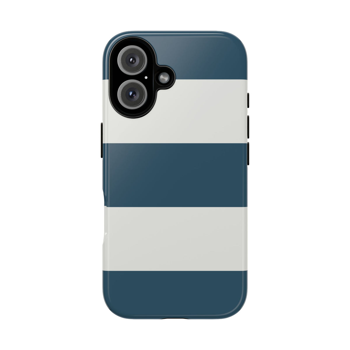 Blue & White Horizontal Stripe Pattern Phone Case - Blue Phone Case - iPhone 16 / Glossy