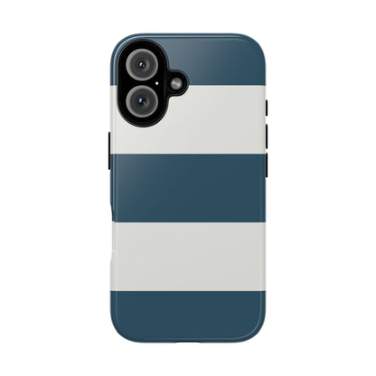 Blue & White Horizontal Stripe Pattern Phone Case - Blue Phone Case - iPhone 16 / Glossy