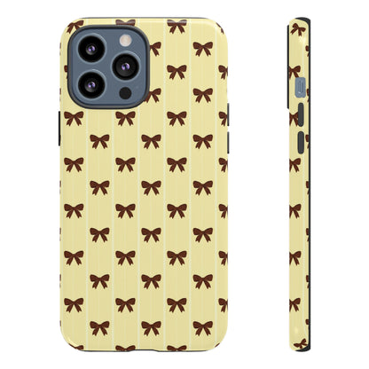Retro Chocolate Brown Bow Pattern Phone Case